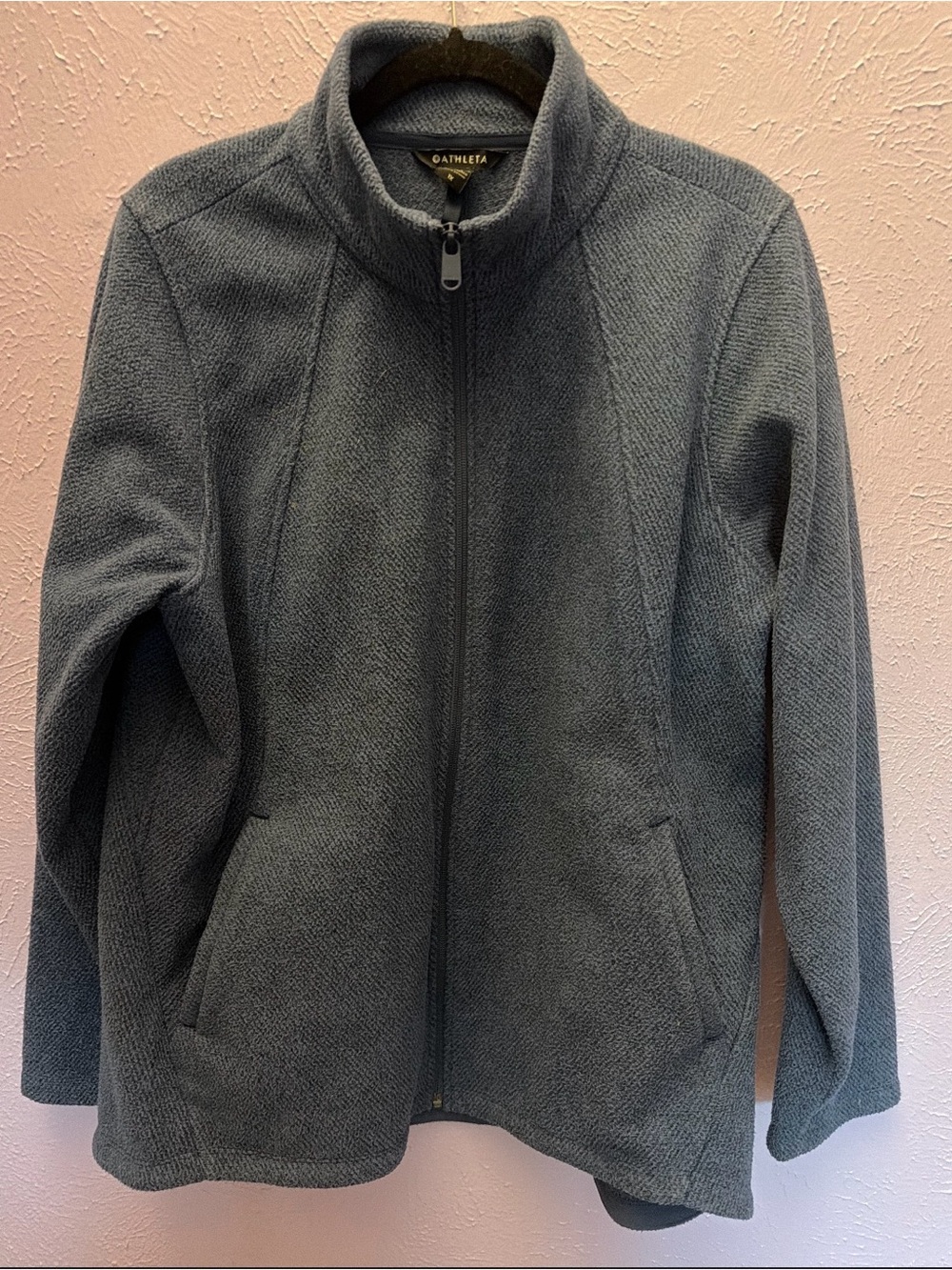 Athleta Stroll Fleece Full Zip Jacket 1X Gray Plus Size Cozy